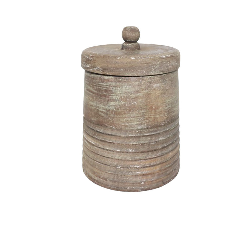 INDI ΔΟΧΕΙΟ ΑΠΟΘΗΚΕΥΣΗΣ ΜΕ ΚΑΠΑΚΙ 12x12x17cm ΞΥΛΟ ΦΥΣΙΚΟ ANTIKE