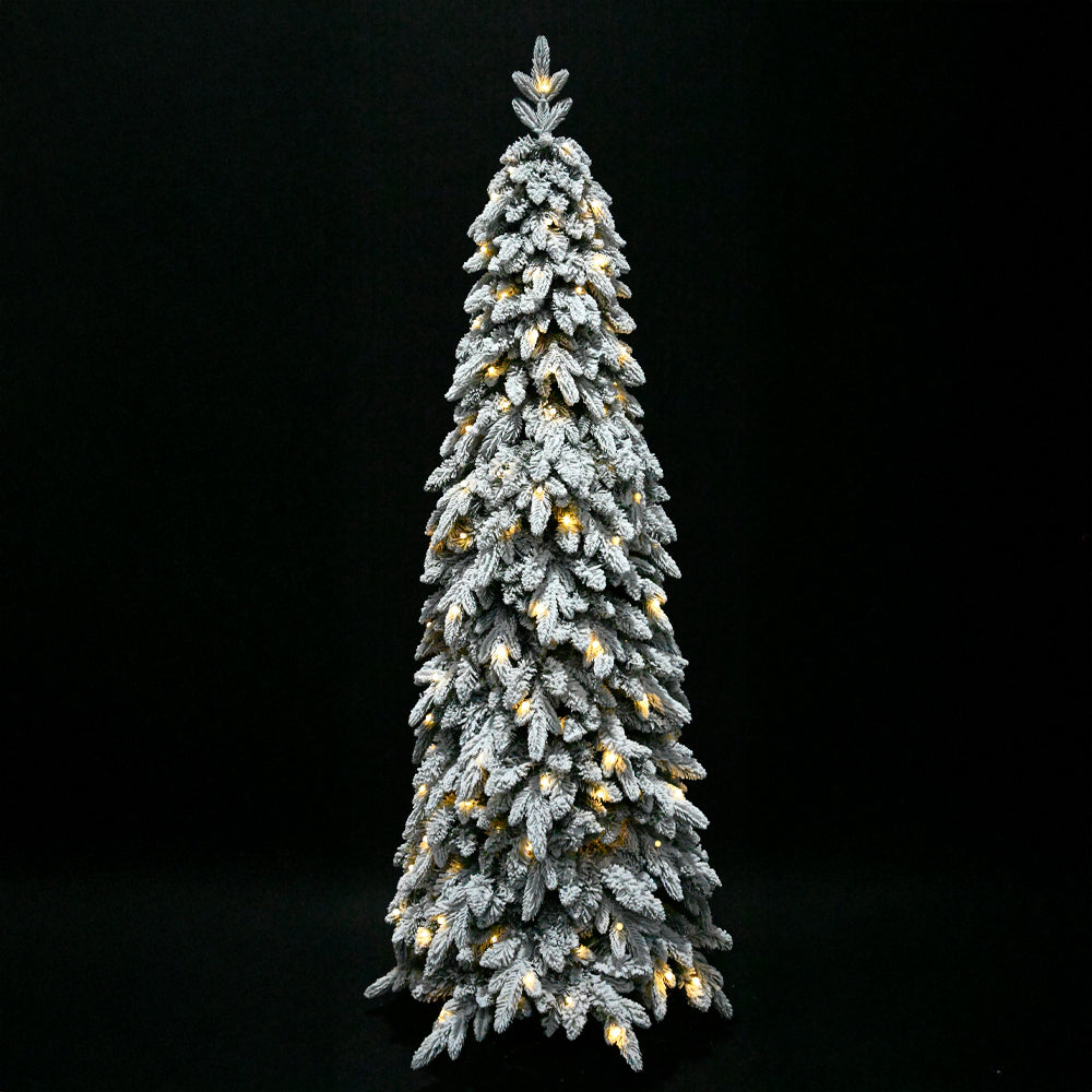 SNOWFALL FIR ΧΡΙΣΤΟΥΓΕΝΝΙΑΤΙΚΟ ΔΕΝΤΡΟ ΧΙΟΝΙΣΜΕΝΟ ΜΕ LED 80x80x210cm PE/PVC ΠΡΑΣΙΝΟ ΛΕΥΚΟ LED/COPPER