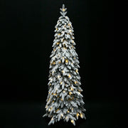 SNOWFALL FIR ΧΡΙΣΤΟΥΓΕΝΝΙΑΤΙΚΟ ΔΕΝΤΡΟ ΧΙΟΝΙΣΜΕΝΟ ΜΕ LED 80x80x210cm PE/PVC ΠΡΑΣΙΝΟ ΛΕΥΚΟ LED/COPPER