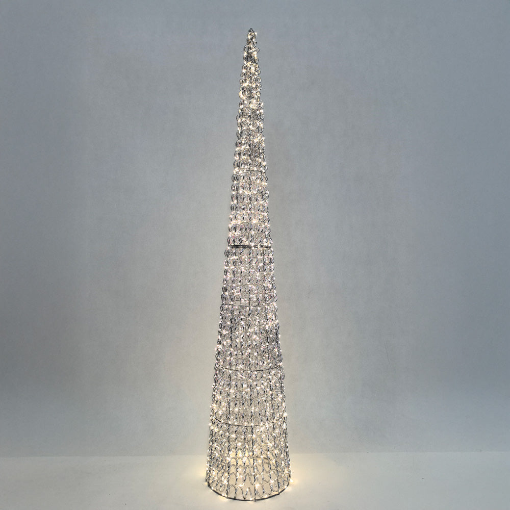 SILVEN XMAS LED ΔΕΝΤΡΟ ΘΕΡΜΟ ΦΩΣ 28x28x150cm ΣΙΔΕΡΟ ΑΣΗΜΙ PET