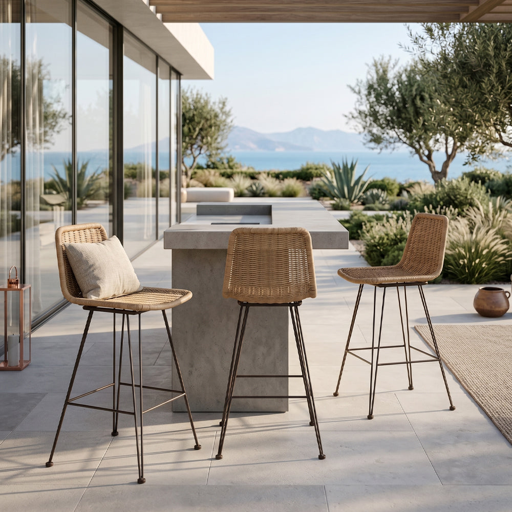 Σκαμπό μπαρ κήπου Denmark από rattan