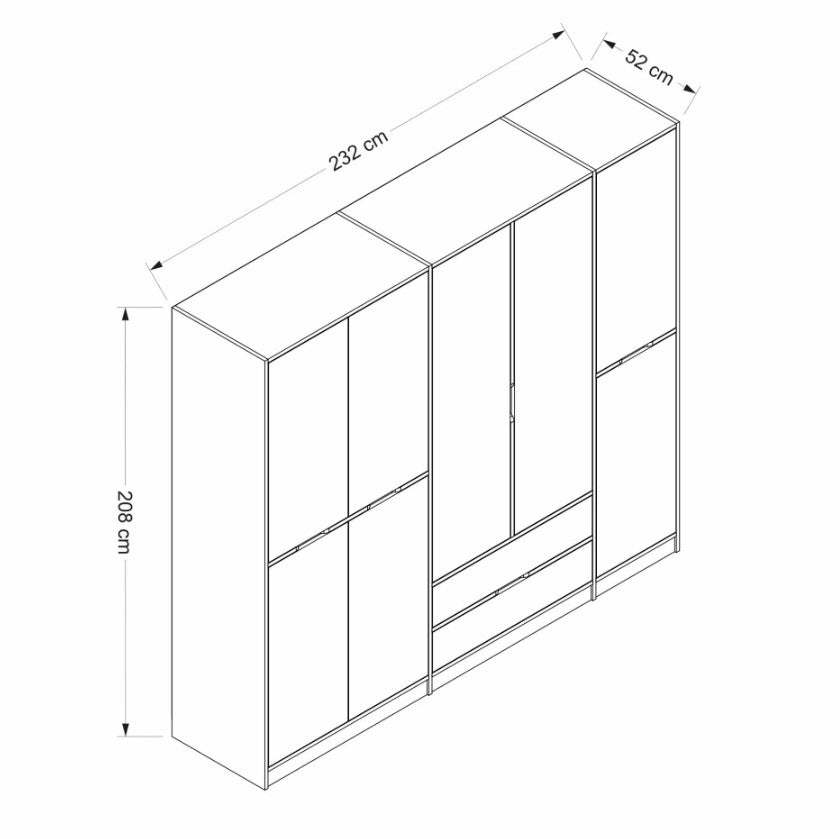 Ντουλάπα Mathraki 232 εκ. με πολλά ράφια