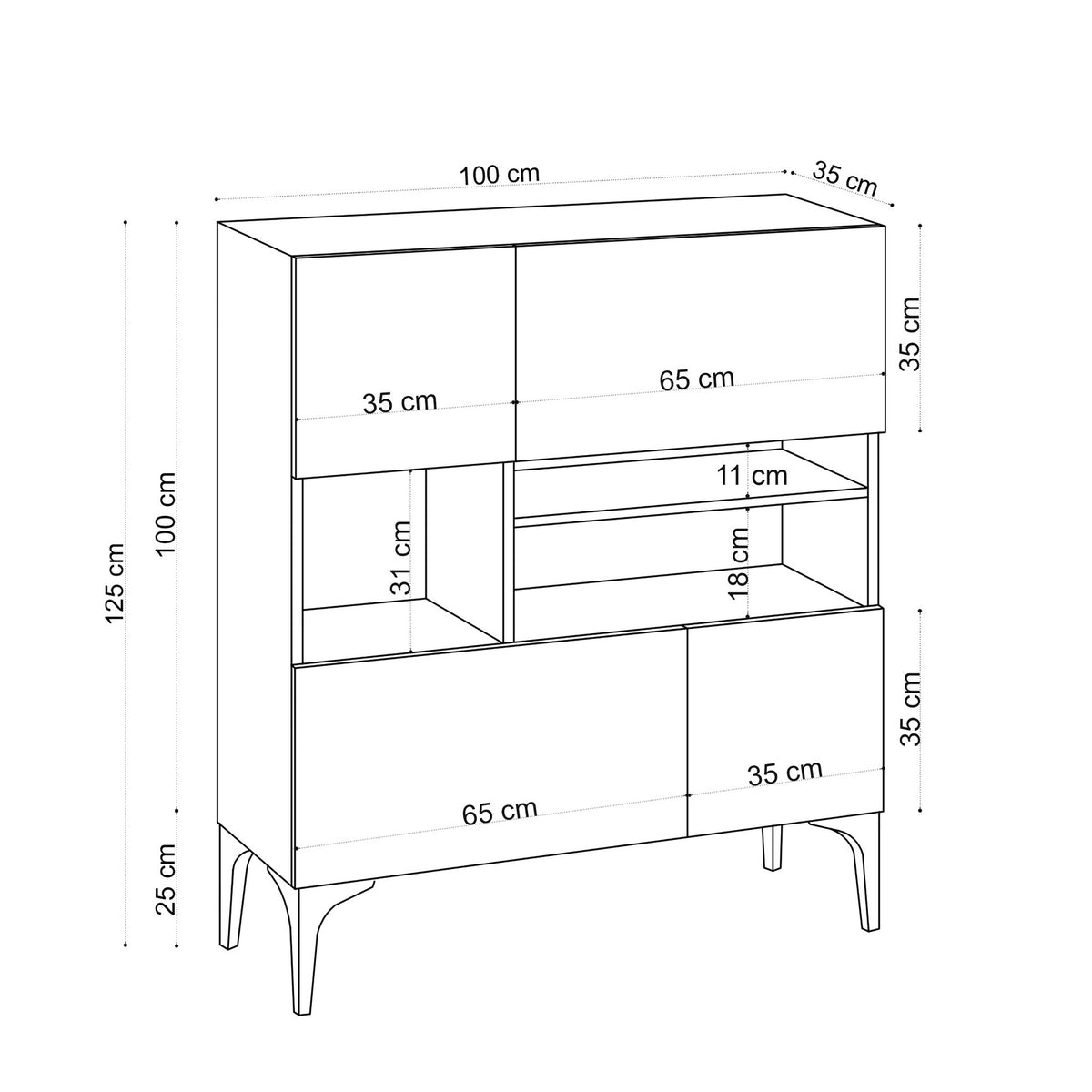 Κονσόλα Gefyra 100 εκ. με πολλά ράφια