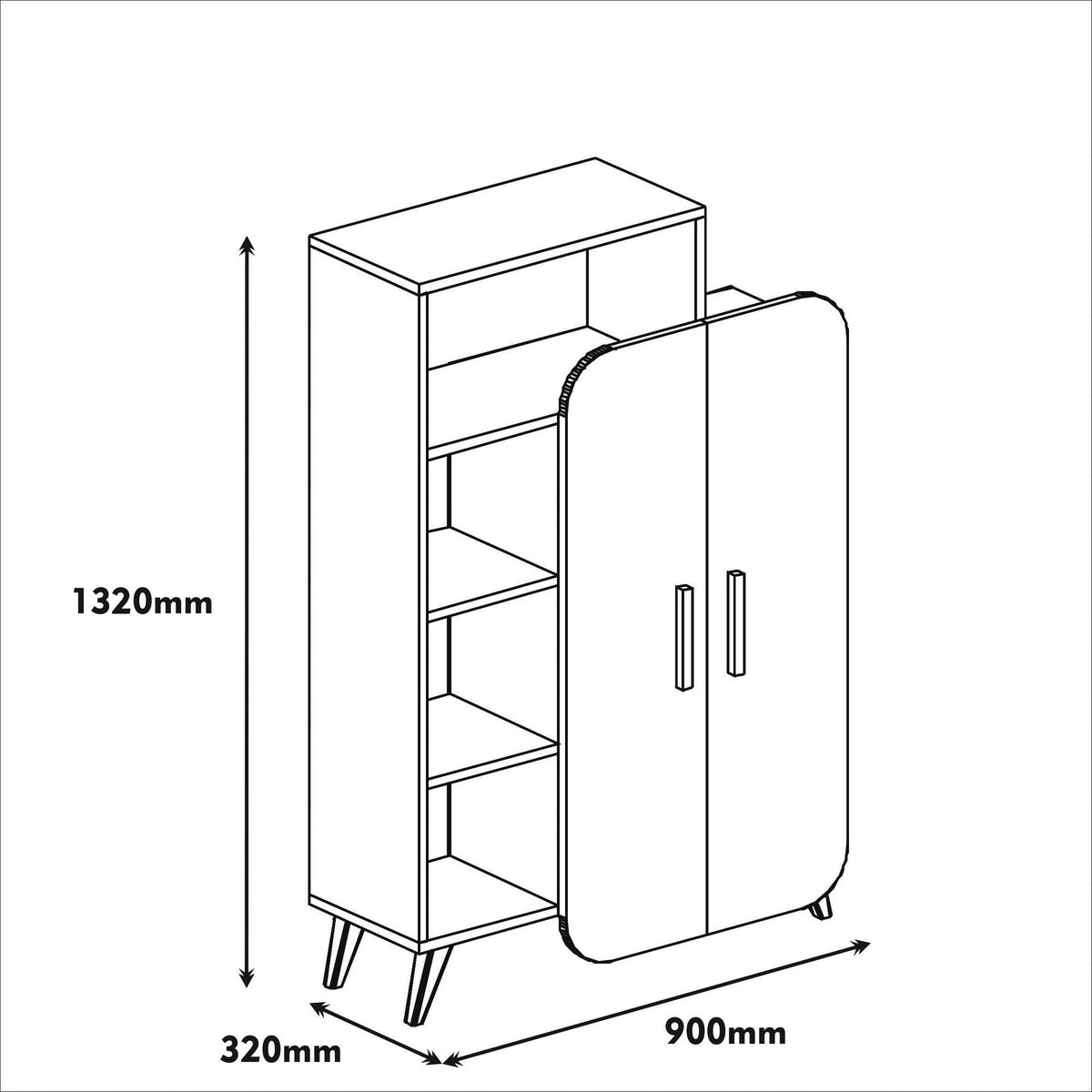 Βιβλιοθήκη Pollonia 90 εκ. με πολλά ράφια