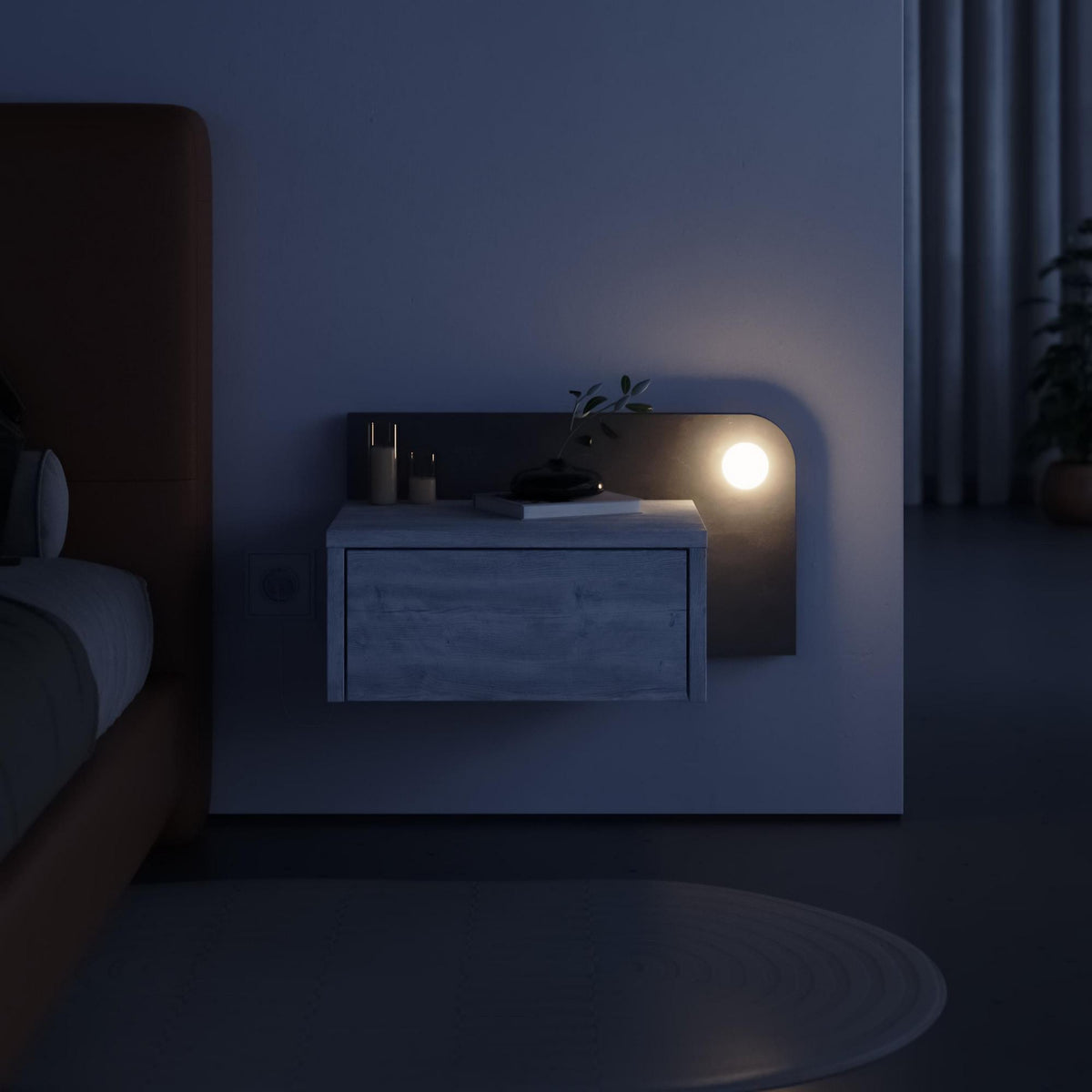 Κομοδίνο Karya με LED
