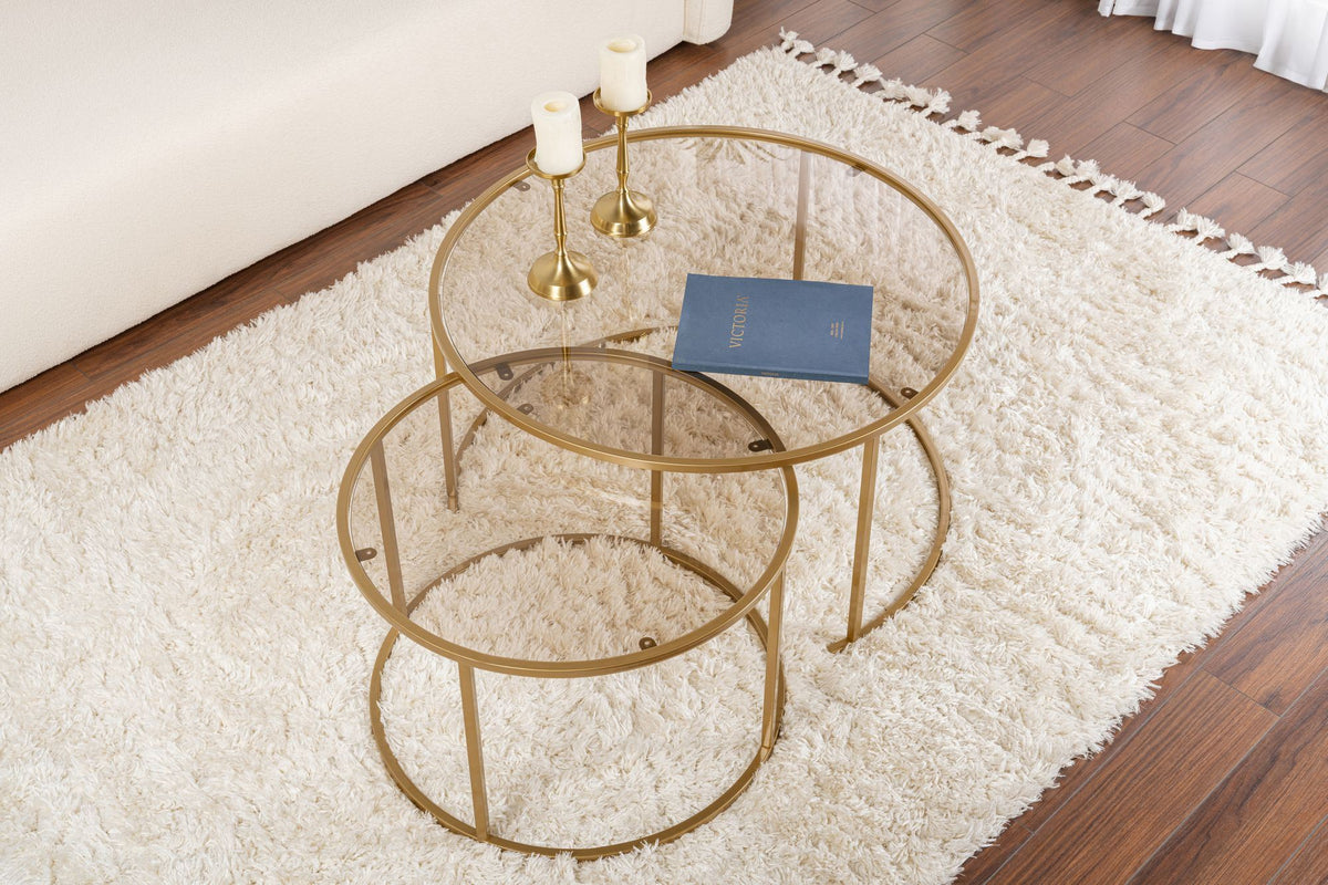 Τραπεζάκια σαλονιού σετ Anafi γυάλινο
